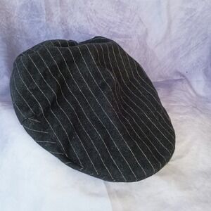 Peter Grimm Black Pinstripe Newsboy Cap Wool Blend Ivy Flat Cap